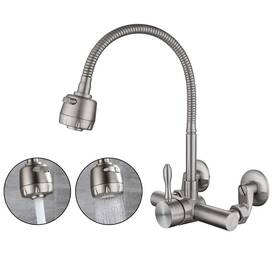 Wazzj-knfa212afa3 Wazzj Wazzj-kitchen Wall Faucet Brushed Nickel Mounted 3 Inch To 9 Adjusta