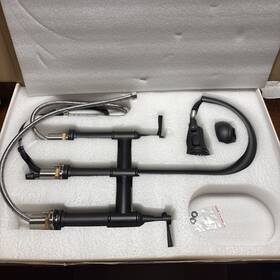 Wa-thsp002mb Wellfor Double Handles Gooseneck Pull Down Sprayer Kitchen Faucet In Matte Black
