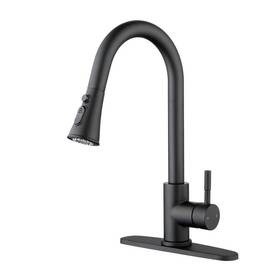 Wa2806mb Wellfor Single Handle Pull Down Sprayer Kitchen Faucet With Deckplate In Matte Black