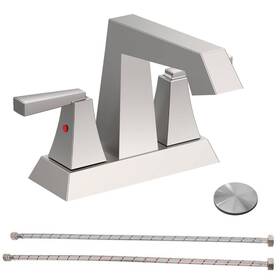 Zq4069np Wellfor 4 Inch Centerset Double-handle Bathroom Faucet With Pop-up Drain Kit In