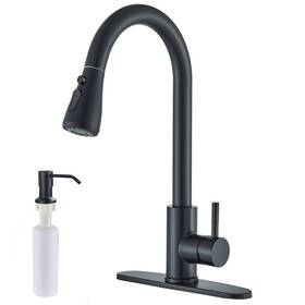 Wewe 630174367243 Single Handle Kitchen Sink Faucet Pull Out Swivel With Plate&soap Dispense