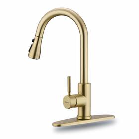 A100102bg Wewe Gold Kitchen Faucet With Pull Down Sprayer 1 Or 3 Hole Stainless Steel