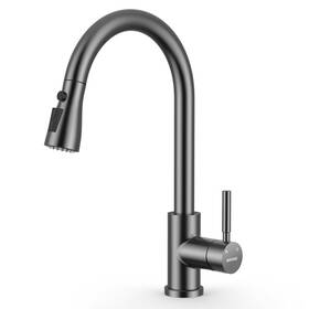 B0fggt4gv3 Wewe Matte Gray Pull-down Kitchen Faucet Single Handle 1-hole Stainless Steel