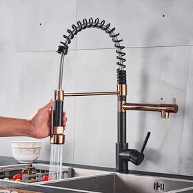 Ed235 Wewe Kitchen Sink Faucet Pull Down Sprayer Single Handle Spring 360 Swivel Mixer Tap