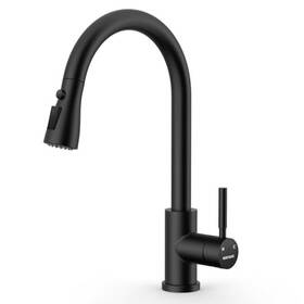 Md25sq Wewe Pull-out Kitchen Faucet Matte Black High Arc Single Handle Modern Brass
