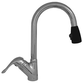 3-2169-c-b Whitehaus Rainforest Sgl Hole Lvr Handle Faucet With Blk Spray