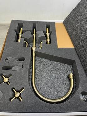 Whttslv3-9773-nt-ab Whitehaus Collection Twisthaus Widespread Bridge Kitchen Faucet