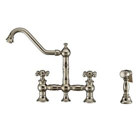 Whkbtcr3-9201-nt-pn Whitehaus Bridge Faucet With Long Traditional Swivel