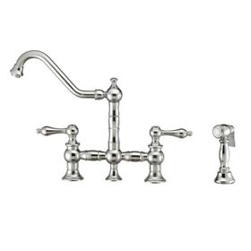 Whkbtlv3-9201-nt-c Whitehaus Bridge Faucet With Long Traditional Swivel Spout Lvr