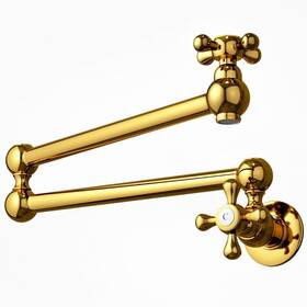 Wh-07-12 Whshower Brass Pot Filler Faucet Wall Mount Commercial Kitchen Titanium Gold