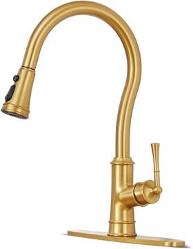 K2213-bg Winkear Kitchen Faucets With Pull Down Sprayer Gold Sink Faucet Brass High Arc