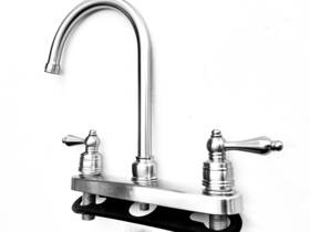 200078 Worthington 2-handle Deck Mount High-arc Commercial/residential Swivel Kitchen Faucet Without Sp