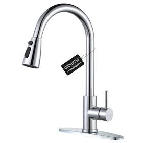2310301-amus Wowow Chrome Kitchen Faucet With Sprayer Pull Down Sink Stainless S