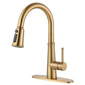 2310700g-bhhd Wowow Single Handle Deck Mount Gooseneck Pull Down Sprayer Kitchen Faucet With