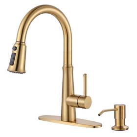 2310700g-s Wowow Kitchen Faucet Pull Down Sprayer High Arc Single Handle Gold 3 Mode Deck Plate