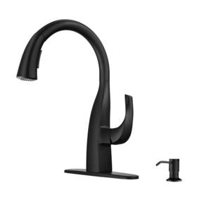 2311701b-s Wowow Matte Black Kitchen Faucet With Soap Dispensersingle Handle Gooseneck S