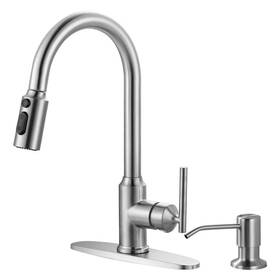 2312701-s Wowow Single Handle Pull Down Sprayer Kitchen Faucet In Brushed Nickel Steel