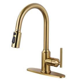 2312701g-amus Wowow Gold 15 Inch H Pull Down Sprayer Kitchen Faucet With 360-degree Spout Swivel