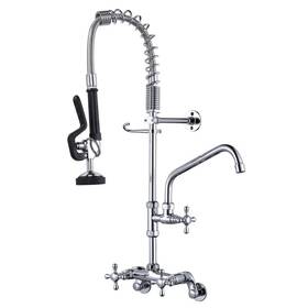 2315200c-26 Wowow 26 Inch H Solid Brass Triple Handle Pull Down Sprayer Kitchen Faucet Wall Mount