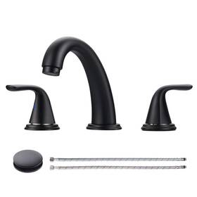 2323100b Wowow 3-holes 8 Inch Widespread Double Handle Bathroom Faucet In Black