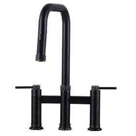2341402rb Wowow 3 Holes Double Handle Brass Bridge Kitchen Faucet With Pull Down Sprayer And In