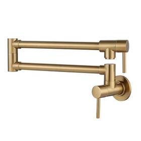 Wowow 658738900866 Wall Mounted Pot Filler Faucet With Double Handle In Gold