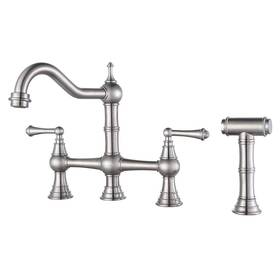N-23115a1-amus Wowow 8 Inch Centerset Bridge Kitchen Faucet With Brass Side Sprayer 2 Handles 4 Ho