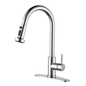 Vg2312601c-bhhd Wowow Single-handle Deck Mount Gooseneck Pull Down Sprayer Kitchen Faucet Stainless In