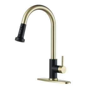 Vg2312601gb-hd Wowow Single Handle Deck Mount Gooseneck Pull Down Sprayer Kitchen Faucet In And