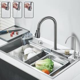 Top0529 Wqmhome 31.5ftft Kitchen Sink Stainless Steel Flying Rain Waterfall Household Single Bowl