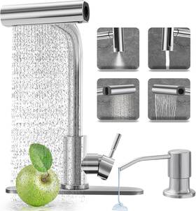 Wuevu 313031218208 Kitchen Faucet With 4 Modes Pull-down Sprayer - Brushed Nickel Stainless Steel