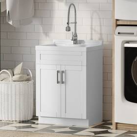Wyndenhall 055663219016 Hartland Utility Sink And Cabinet Pure White 24 Inch W X 34.4 H 20.8