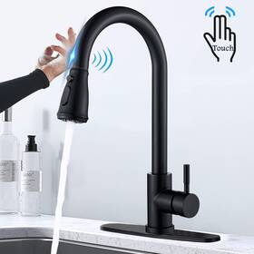 Xifumixertaps 630174387197 Matte Black Touch Sensor Kitchen Faucet Pull Down Sprayer Sink Mixer Tap With Cover