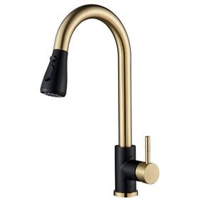 Xifumixertaps 713741938531 Black Gold Kitchen Faucet Pull Down Sprayer 360 Swivel Spout Sink Mixer