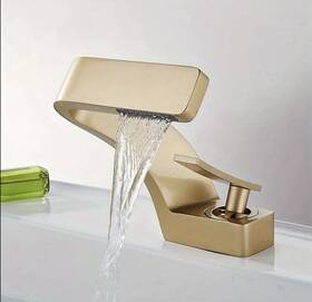 Xifumixertaps 743022142289 Brushed Gold Bathroom Sink Faucet Waterfall Vanity Mixer Single Handle
