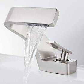 Xifumixertaps 797334203343 Waterfall Bathroom Sink Faucet 1 Hole Single Handle Vanity Mixer Brushed Nickel