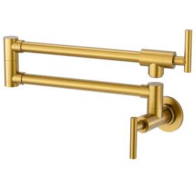 Xifumixertaps 797334203862 Brushed Gold Kitchen Faucet Wall Mount Pot Filler Double Joint Swing Arms