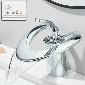 Xifumixertaps 797334204340 Chrome Bathroom Sink Faucet Single Handle 1 Hole Vanity Mixer Waterfall Faucets