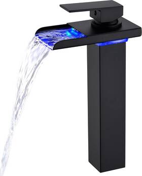 Ximlike 663918653722 Led Bathroom Faucet Black Waterfall Tall Vessel Sink