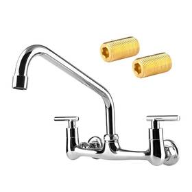 Xiube 742089132349 Commercial Wall Mount Kitchen Faucet With 12 Inch Swivel Spout 8 Center 2-h