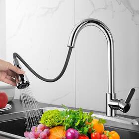 Cf004cp-us Xwihtr Retractable Pull Out Kitchen Faucet 360 Swivel 3 Functions High Pressure Si
