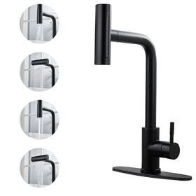 8077b Yccuza Kitchen Faucet Pull Down Sprayer Faucets Black Waterfall Muti-functions