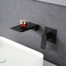 Yjtonwin 966234689308 Single Handle Faucet Wall Mount Waterfall Bathtub Stainless Matte Black