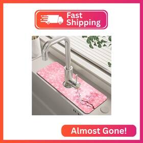 Ynxtyb Gdsk-mqnd-b009 Spring Cherry Blossom Kitchen Sink Splash Guard Absorbent Fast Drying Mat Faucet