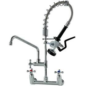 26qx-5803-12p Yoogyy Commercial Sink Kitchen Faucet With Pre-rinse Sprayer 8 Inch Wall Mou