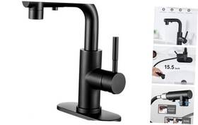 Djs-mp-cl-7006b Zhuotai Bathroom Faucet With Pull Out Sprayer Matte Black Single Handle Sink