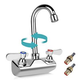 Tc03s Zkdausdo Leak-free Commercial Bar Hand Sink Faucet 4 Inch Center With 3-1/2 Gooseneck Swi