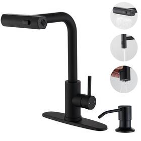Zo-ys-c92 Zoriou Kitchen Faucets With Pull Down Sprayer Black Waterfall Sink Faucet W