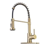 Wewe Brushed Gold Kitchen Faucet With Pull Down Sprayer, 17 Inch Height,. Fixed Price $114.43.