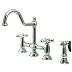 Kingston Brass KS3791AXBS Restoration Bridge Kitchen Faucet With Sprayer. Fixed Price $537.58.